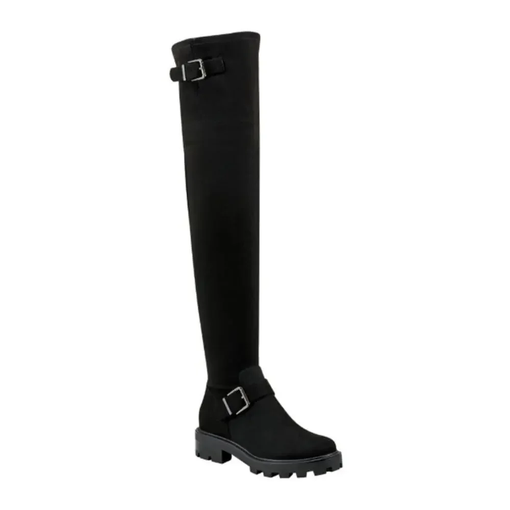 Marc Fisher Women’s Black Ganven Lug Sole Over the Knee Boots Size 6.5M